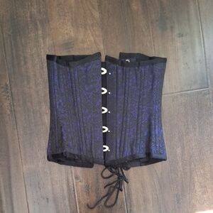 Black and Blue Brocade Corset